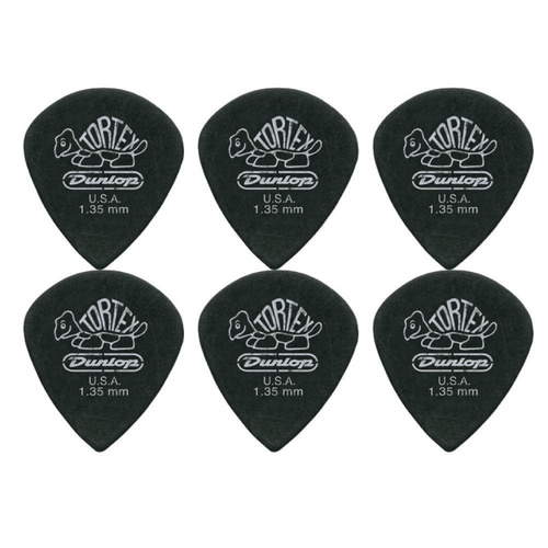 6 x Jim Dunlop Tortex Jazz 3 Pitch Black 1.35mm Guitar Picks III Free Post