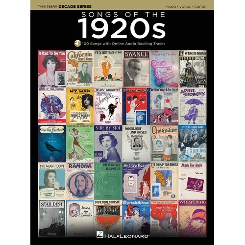 Songs of the 1920s PVG Songbook by Hal Leonard, 400 Pages, Online Backing Tracks for Guitar and Piano