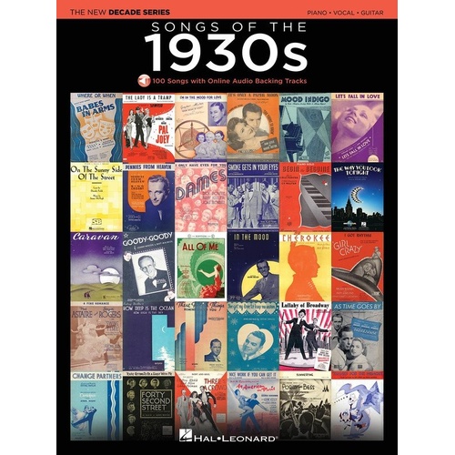Songs of the 1930s PVG Songbook - Decade Play-Along Series with 100 Iconic Songs for Guitar and Piano, 418 Pages, Hal Leonard