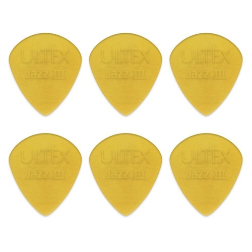 6 x Jim Dunlop Ultex Jazz III Small Guitar Picks 427R Pointed Tip