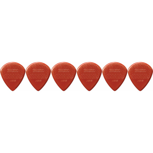 6 x Dunlop Max Grip Jazz 3 Red Nylon Gauge Guitar Picks Jazz III