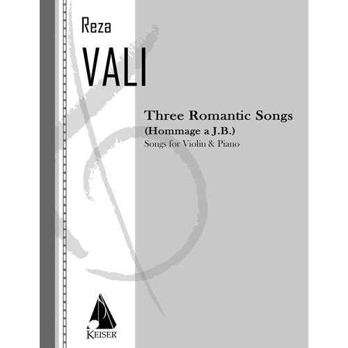 Vali - Three Romantic Songs For Violin/Piano (Pod) (Softcover Book)