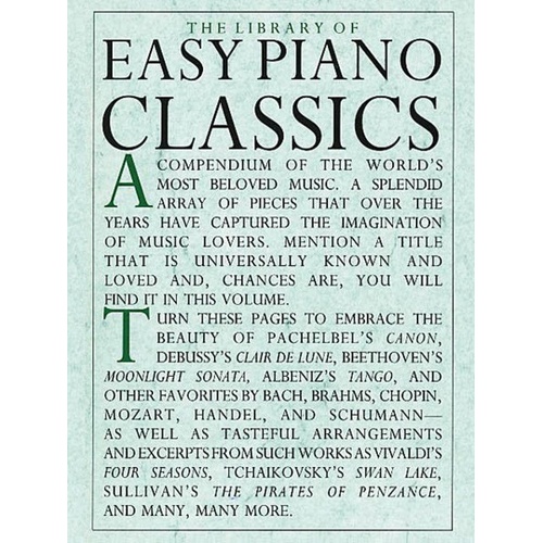 Library of Easy Piano Classics - Spiral Bound, 296 Pages, Piano Solo, Includes Clair de Lune, Pachelbel's Canon, and More