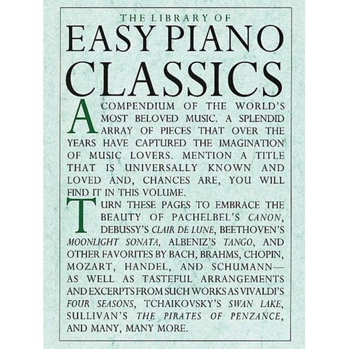 Library of Easy Piano Classics - Spiral Bound, 296 Pages, Piano Solo, Music Sales America