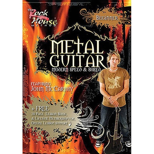 Metal Guitar Beginner DVD by John McCarthy - Rock House, 32 Pages, Guitar Solo Format, Learn Heavy Metal Techniques and Skills