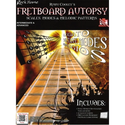 Rusty Cooley's Fretboard Autopsy BK/2DVD - Guitar Lessons for 6 & 7 String Guitarists, 92 Pages, Rock House Series
