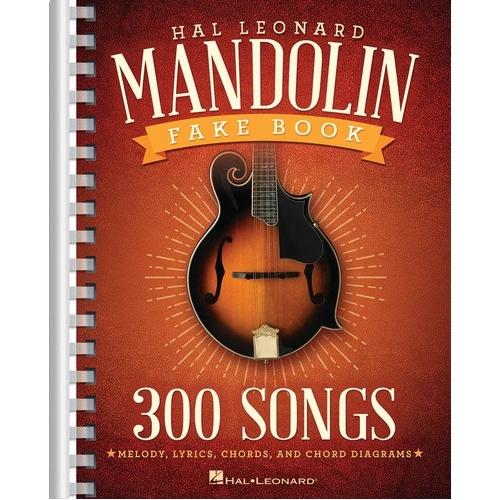 Hal Leonard Mandolin Fake Book with 300 Songs, 456 Pages, Melody, Lyrics, Chords & Diagrams, Plastic Comb Binding