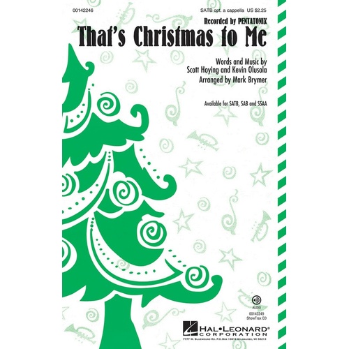 Thats Christmas To Me SAB Opt A Cappella (Octavo)