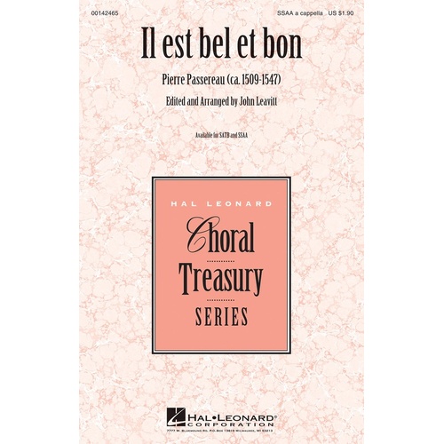 Il Est Bel Et Bon SSAA A Cappella (Octavo)