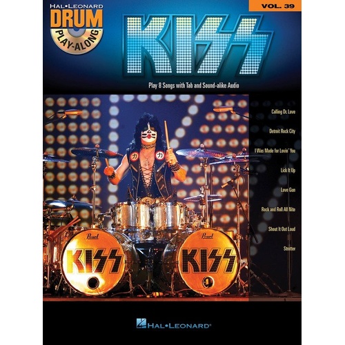 Kiss Drum Play-Along V32 BK/OLA by Hal Leonard, 48 Pages, Includes Songs Like Detroit Rock City, I Was Made for Lovin' You, and More