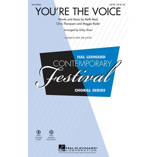 You're the Voice SAB Choral Arrangement by Kirby Shaw
