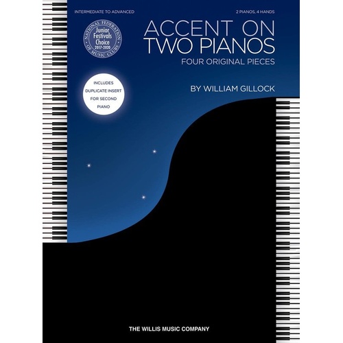 Gillock - Accent on Two Pianos for 2 Pianos 4 Hands, 24 Pages, Includes Duplicate Score Insert, Publisher: Willis Music