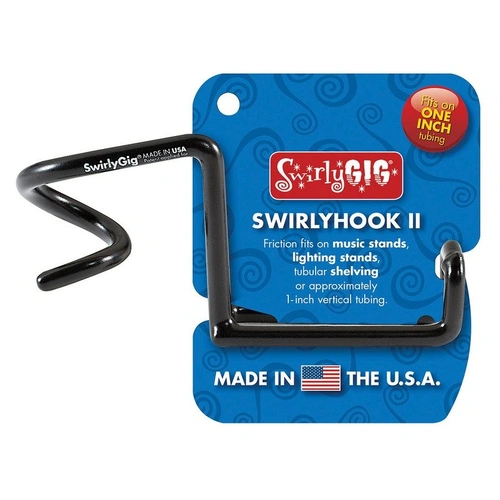 SwirlyHook II Mic Stand Accessory for Headphones, Tambourines, Cables - Black PVC Coated Spring Steel