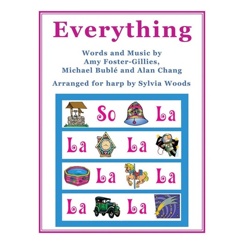 Everything for Harp - Hal Leonard, 8 Pages, Includes Lyrics, Suitable for Lever and Pedal Harp Players