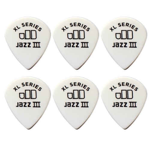 6 x Jim Dunlop Tortex Jazz 3 XL White 1.50mm Guitar Picks III 498R