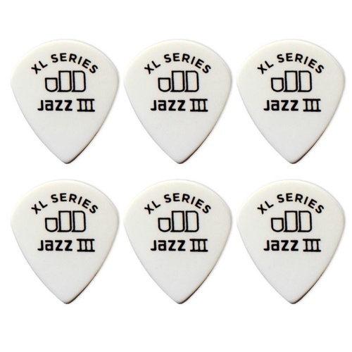 6 x Jim Dunlop Tortex Jazz 3 XL White 1.50mm Guitar Picks III 498R