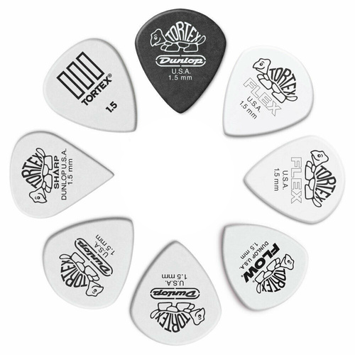 8 x Jim Dunlop Tortex 1.50mm Variety Guitar Picks Standard Flex Wedge