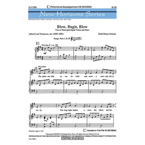 Blow Bugle Blow 2 or 3 Part Equal Voices with Piano