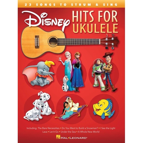 Disney Hits for Ukulele Songbook by Hal Leonard - 72 Pages, 23 Songs Including Let It Go, A Whole New World, and More