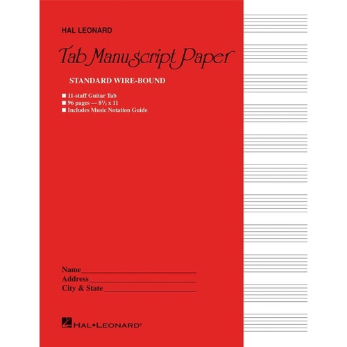 Guitar Tablature Manuscript Paper - Wire-Bound, 96 Pages, 12 Staves per Page, 8.5 x 11 Inches, Hal Leonard