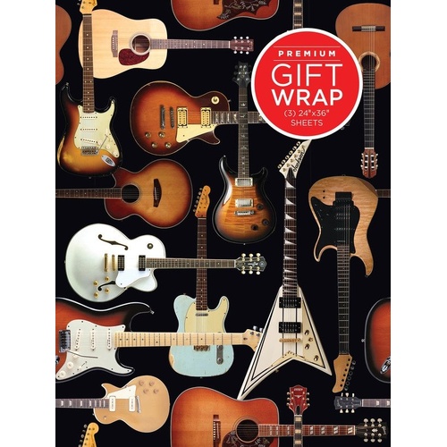 Guitar Collage Gift Wrapping Paper - 3 Sheets of 24" x 36"