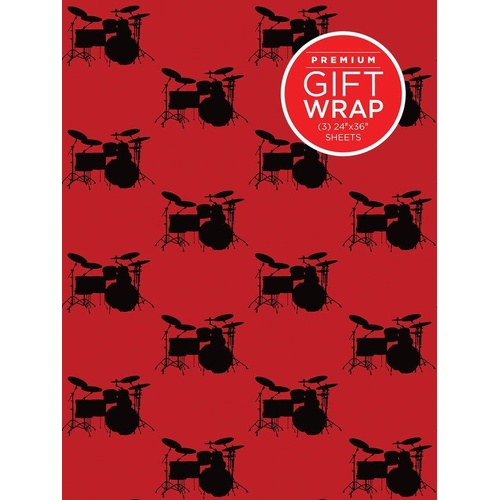 Drumset Theme Gift Wrapping Paper - 3 Sheets 24" x 36"