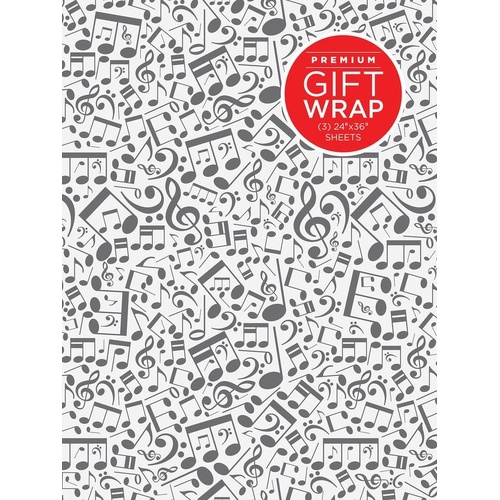Music Notes Theme Gift Wrapping Paper - Set of 3 Sheets, 24" x 36" Each