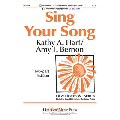 Sing Your Song Arranged by Bernon for 2 Parts with Piano Accompaniment (Optional Violin)