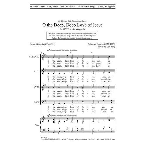 O The Deep Deep Love Of Jesus SATBb A Cappella (Octavo)