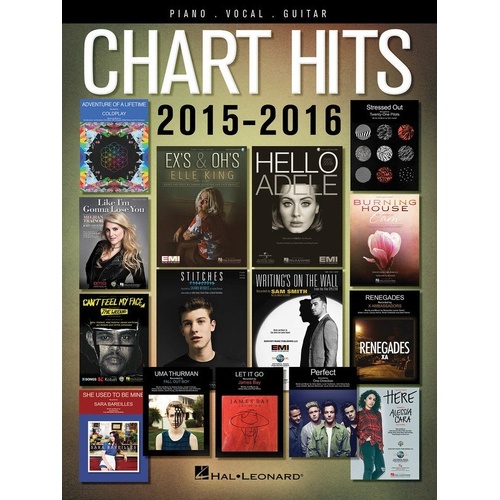 Chart Hits of 2015-2016 PVG Songbook for Guitar & Piano, 104 Pages, Hal Leonard