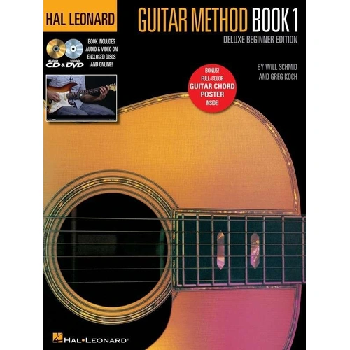 Hal Leonard Guitar Method Book 1 Deluxe Beginner Edition with Audio Tracks, Video Lessons, CD, and Chord Poster