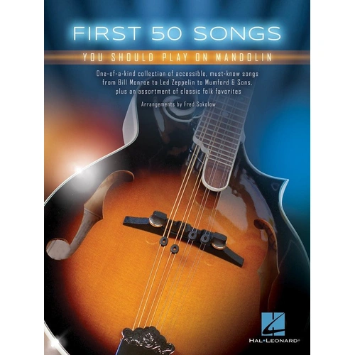 First 50 Songs You Should Play on Mandolin Songbook by Hal Leonard, 112 pages, features melody, lyrics, and chord diagrams for beginners.
