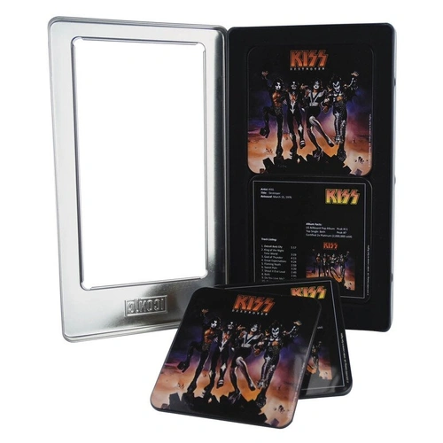 Kiss Destroyer 6-Piece Metal Coaster Set with Cork Backs in Tin Case