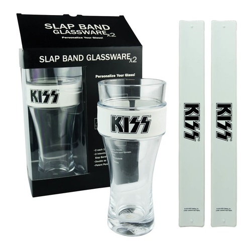 Kiss Pint GlasSingle Sheetlap Band White/Black 2 Pack (Package)