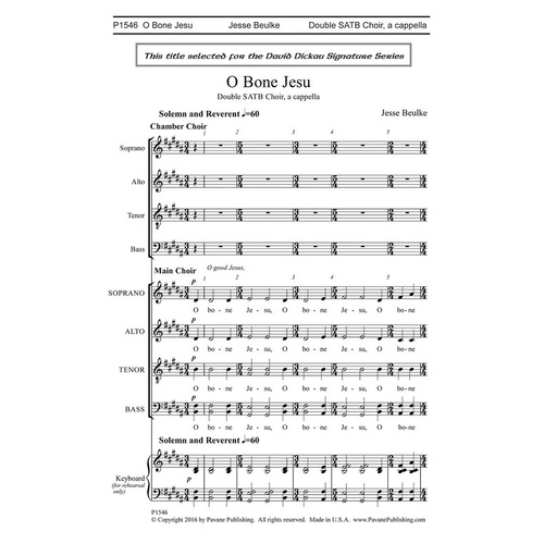 O Bone Jesu SATB A Cappella (Octavo)