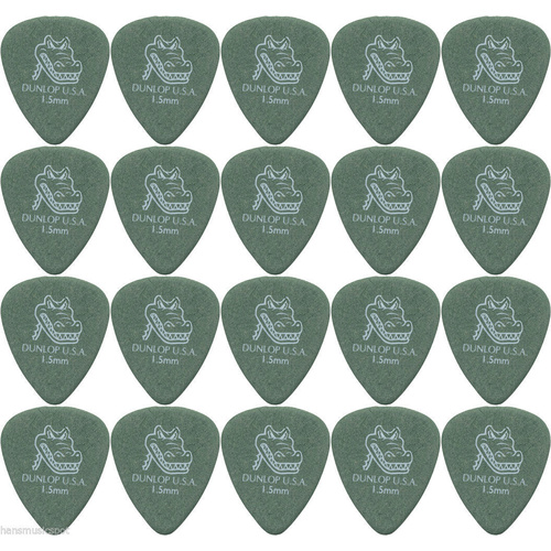 20 x Dunlop Gator Grip Green 1.50mm Guitar Picks USA Bulk Pack