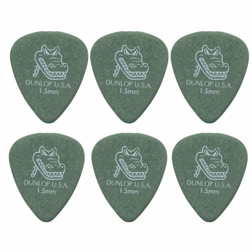 6 x Dunlop Gator Grip 1.50MM Gauge Guitar Picks Green
