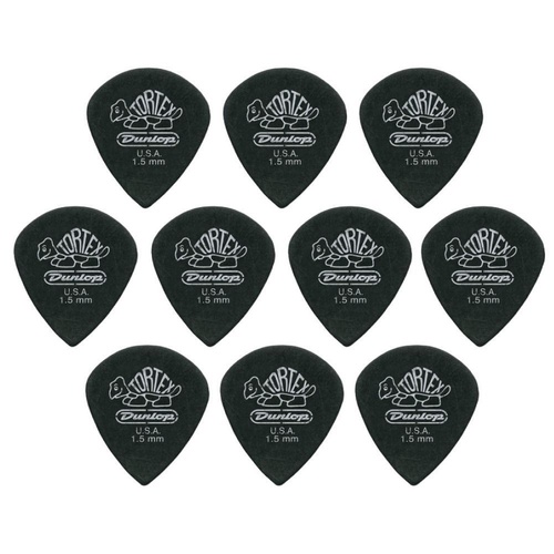 10 x Jim Dunlop Tortex Jazz 3 Pitch Black 1.50mm Guitar Picks III *NEW Free Post