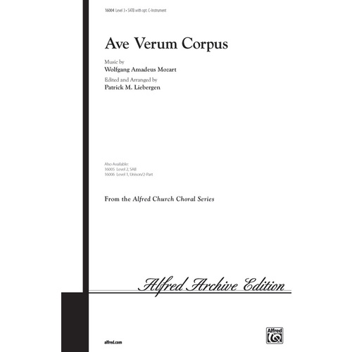 Ave Verum Corpus SATB Arrangement by Liebergen - Saxophone Sheet Music
