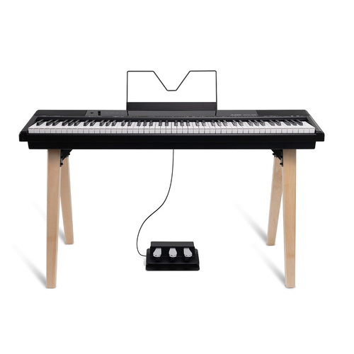 Alesis Recital Home 88-Key Digital Piano with Wood Stand and 3-Pedal Unit - Black