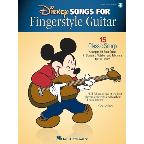 Disney Songs for Fingerstyle Guitar by Bill Piburn - 15 Arrangements for Guitar, Standard Notation & TAB, 64 Pages