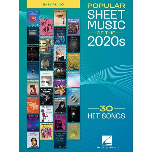 Popular Sheet Music of the 2020s: 30 Hit Songs for Easy Piano with Lyrics and Chord Frames
