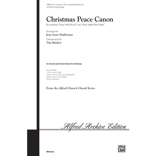 Christmas Peace Canon Uni/2 Part Arr Shafferman