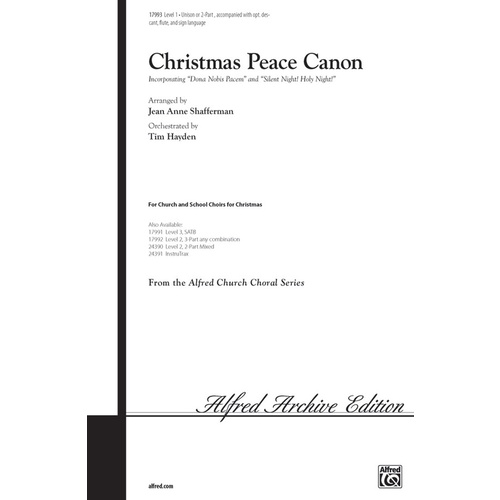 Christmas Peace Canon Uni/2 Part Arr Shafferman