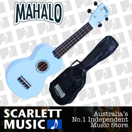 MAHALO Light Blue Soprano Uke Ukulele MR1-LBU - w/FREE Gigbag.