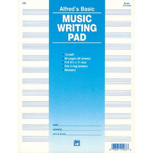 12 Stave Music Writing Pad for Theory and Education Resources