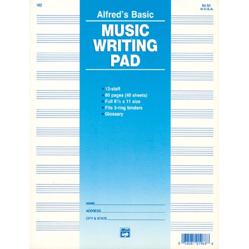 12 Stave Music Writing Pad for Theory and Education Resources