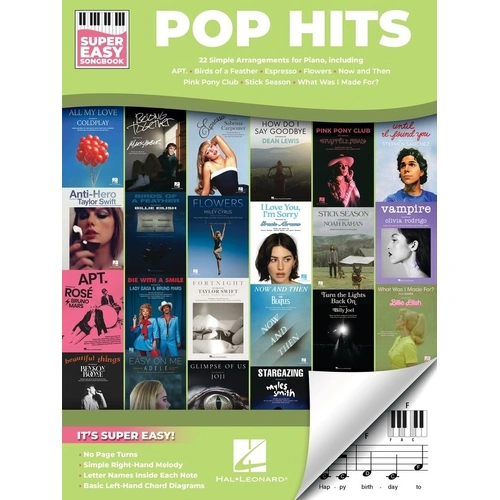 Pop Hits Super Easy Songbook by Hal Leonard - 48 Pages E-Z Play for Keyboard/Piano