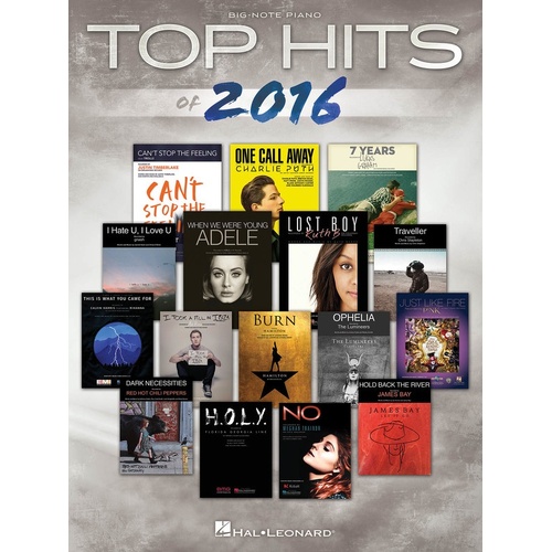 Top Hits Of 2016 Big Note Piano (Softcover Book)
