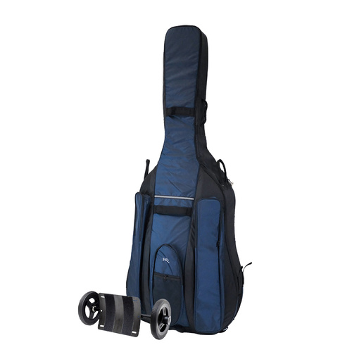 HQ Ultra-Pro Double Bass Bag with Wheel System 7/8 - Blue